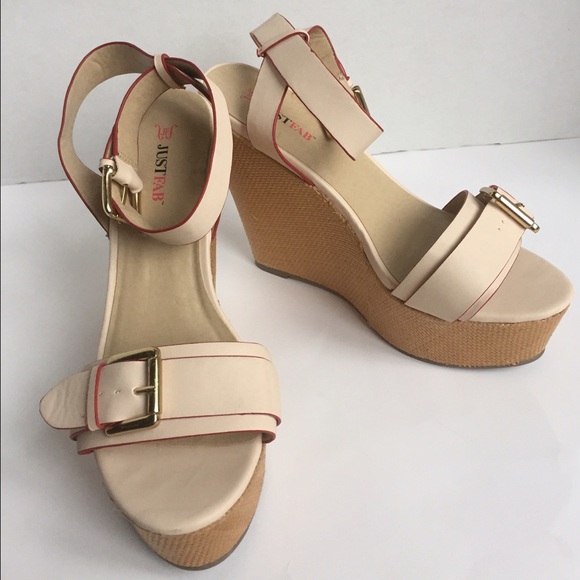 Cream Wedge Platform Sandal 10 Just Fab - Picture 1 of 4